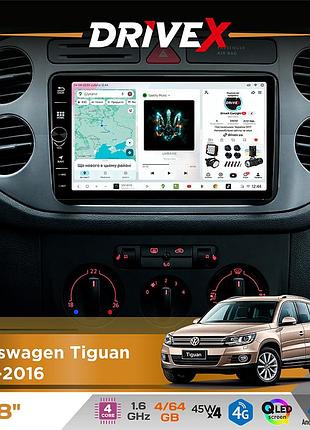 Штатна магнітола для volkswagen tiguan 2011-2016 drivex s3 qled 8" з фізичними кнопками android 8-ядерний 1.6ггц 4x64гб sim-картка