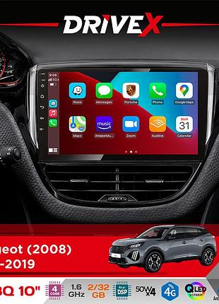 Штатна магнітола для peugeot 2008 2013-2019 drivex un8 qled 10" android 4-ядерний 2x32гб 4x45w бездротовий carplay та androidauto
