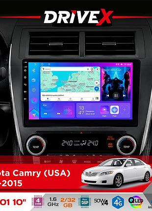 Штатна магнітола для toyota camry (usa) 2011-2015 drivex a-1001 10" android 4-ядерний 2+32гб 4x45w бездротовий carplay та