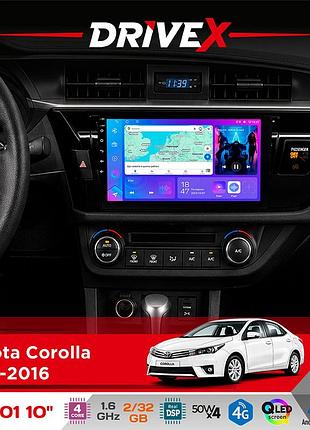 Штатная магнитола для toyota corolla 2013-2016 drivex a-1001 10" android 4-ядерный 2+32гб 4x45w беспроводной carplay и androidauto