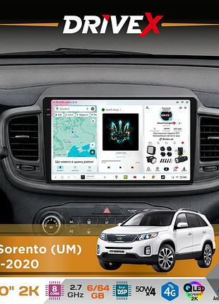 Штатная магнитола для kia sorento (um) 2014-2020 drivex s7 2k qled 10" android 8-ядерный 2.7ггц 6x64гб sim-карта 3g/4g ak7808 ab