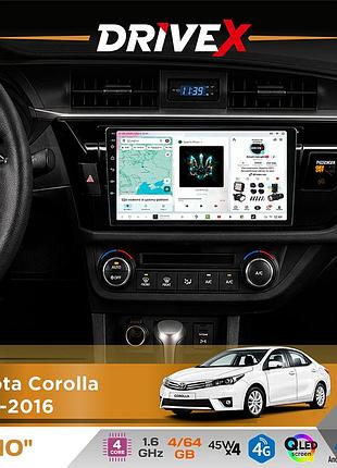 Штатная магнитола для toyota corolla 2013-2016 drivex s3 qled 10" android 8-ядерный 1.6ггц 4x64гб sim-карта 3g/4g 7388 4x45w asp