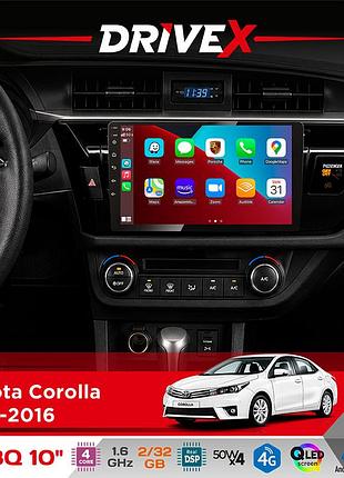 Штатная магнитола для toyota corolla 2013-2016 drivex un8 qled 10" android 4-ядерный 2x32гб 4x45w беспроводной carplay и