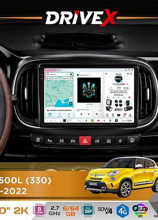 Штатная магнитола для fiat 500l (330) 2012-2022 drivex s7 2k qled 10" android 8-ядерный 2.7ггц 6x64гб sim-карта 3g/4g ak7808 ab