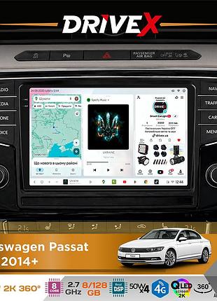 Штатная магнитола для volkswagen passat (b8) 2014+ drivex s7+ 2k qled 10" android 8-ядерный 2.7ггц 8x128гб sim-карта 3g/4g ak7808