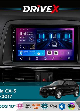 Штатная магнитола для mazda cx-5 2012-2017 drivex se-1003 qled 10" android 8-ядерный 4+64гб sim-карта 3g/4g dsp 4x50w(tda7851)