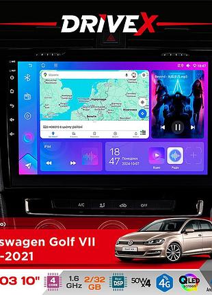 Штатная магнитола для volkswagen golf vii 2012-2021 drivex a-1003 qled 10" android 2+32гб 4-ядерный 4x50w(tda7851) беспроводной