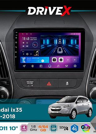 Штатна магнітола для hyundai ix35 2010-2018 drivex se-1011 qled 10" android 4-ядерний 4+64гб dsp 4x50w(tda7851) бездротовий