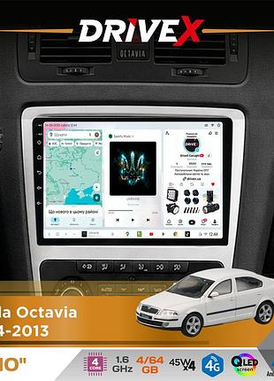 Штатна магнітола для skoda octavia 2004-2013 drivex s3 qled 10" android 8-ядерний 1.6ггц 4x64гб sim-картка 3g/4g 7388 4x45w asp