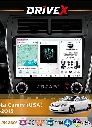 Штатная магнитола для toyota camry (usa) 2011-2015 drivex s7+ 2k qled 10" android 8-ядерный 2.7ггц 8x128гб sim-карта 3g/4g ak7808