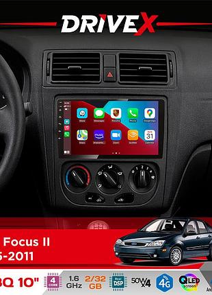 Штатная магнитола для ford focus ii 2005-2011 drivex un8 qled 10" android 4-ядерный 2x32гб 4x45w беспроводной carplay и androidauto