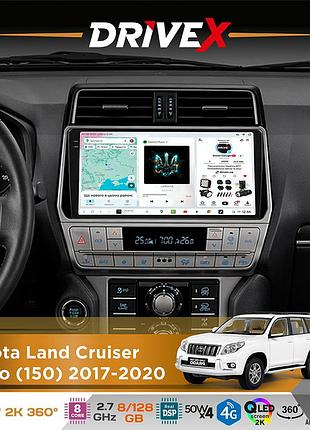 Штатная магнитола для toyota land cruiser prado (150) 2017-2020 drivex s7+ 2k qled 10" android 8-ядерный 2.7ггц 8x128гб sim-карта
