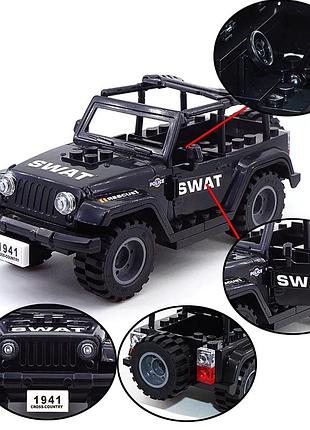 Военная полицейская машина джип swat для мини фигурок черная