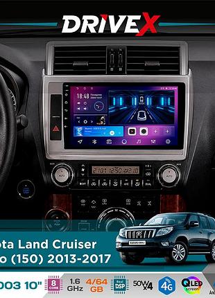 Штатна магнітола для toyota land cruiser prado (150) 2013-2017 drivex se-1003 qled 10" android 8-ядерний 4+64гб sim-картка 3g/4g