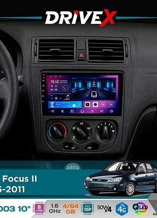 Штатная магнитола для ford focus ii 2005-2011 drivex se-1003 qled 10" android 8-ядерный 4+64гб sim-карта 3g/4g dsp 4x50w(tda7851)