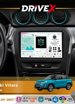 Штатная магнитола для suzuki vitara 2015+ drivex s7+ 2k qled 9" android 8-ядерный 2.7ггц 8x128гб sim-карта 3g/4g ak7808 ab 4x50w