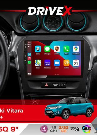 Штатная магнитола для suzuki vitara 2015+ drivex un5 qled 9" android 4-ядерный 2+32гб 4x45w беспроводной carplay и androidauto