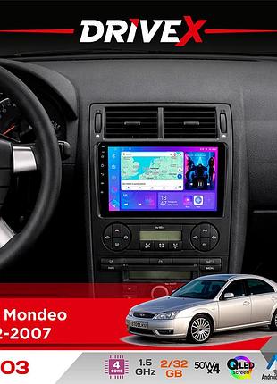 Штатная магнитола для ford mondeo 2002-2007 drivex a-903 qled 9" android 4-ядерный 2+32гб 4x50w(tda7851) беспроводной carplay и