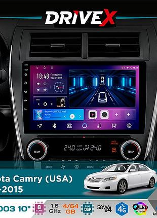Штатная магнитола для toyota camry (usa) 2011-2015 drivex se-1003 qled 10" android 8-ядерный 4+64гб sim-карта 3g/4g dsp