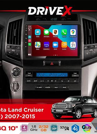 Штатная магнитола для toyota land cruiser (200) 2007-2015 drivex un8 qled 10" android 4-ядерный 2x32гб 4x45w беспроводной carplay и