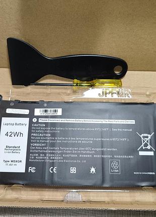 Новий акумулятор wdx0r для ноутбуків dell inspiron 13, 14, 15, 17, vostro, latitude (11.4v, 42wh) + інструменти