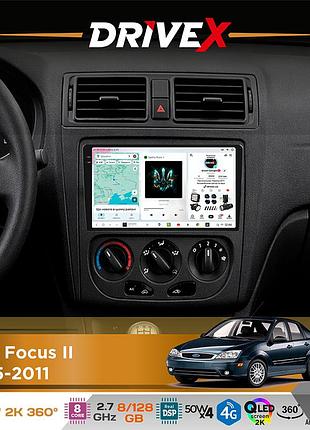 Штатна магнітола для ford focus ii 2005-2011 drivex s7+ 2k qled 10" android 8-ядерний 2.7ггц 8x128гб sim-картка 3g/4g ak7808 ab