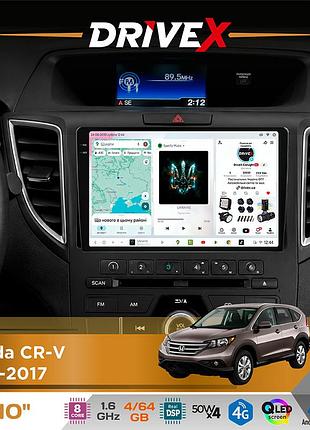 Штатна магнітола для honda cr-v 2012-2017 drivex s4 qled 10" android 8-ядерний 1.6ггц 4x64гб sim-картка 3g/4g tda7851 4x50w dsp