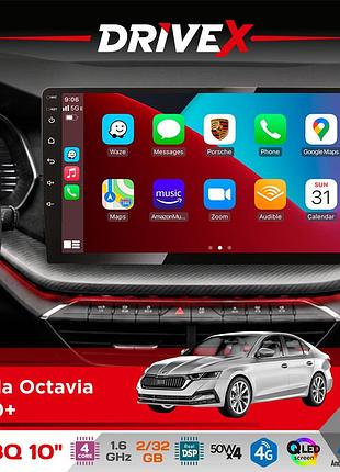 Штатная магнитола для skoda octavia 2020+ drivex un8 qled 10" android 4-х32гб 4x45w беспроводной carplay и androidauto