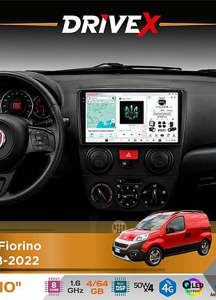 Штатна магнітола для fiat fiorino 2008-2022 drivex s4 qled 10" android 8-ядерний 1.6ггц 4x64гб sim-картка 3g/4g tda7851 4x50w dsp