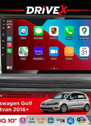 Штатная магнитола для volkswagen golf sportvan 2016+ drivex un8 qled 10" android 4-ядерный 2x32гб 4x45w беспроводной carplay и