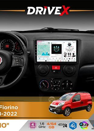 Штатна магнітола для fiat fiorino 2008-2022 drivex s3 qled 10" android 8-ядерний 1.6ггц 4x64гб sim-картка 3g/4g 7388 4x45w asp