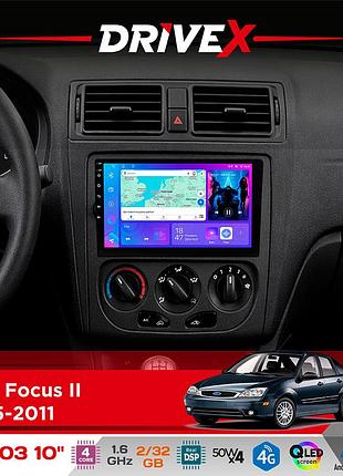 Штатна магнітола для ford focus ii 2005-2011 drivex a-1003 qled 10" android 2+32гб 4-ядерний 4x50w(tda7851) бездротовий carplay та