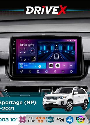 Штатна магнітола для kia sportage (np) 2018-2021 drivex se-1003 qled 10" android 8-ядерний 4+64гб sim-картка 3g/4g dsp