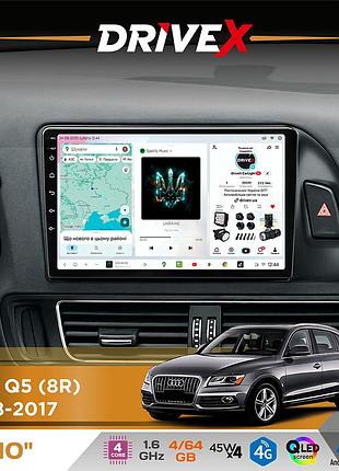Штатна магнітола для audi q5 (8r) 2008-2017 drivex s3 qled 10" android 8-ядерний 1.6ггц 4x64гб sim-картка 3g/4g 7388 4x45w asp