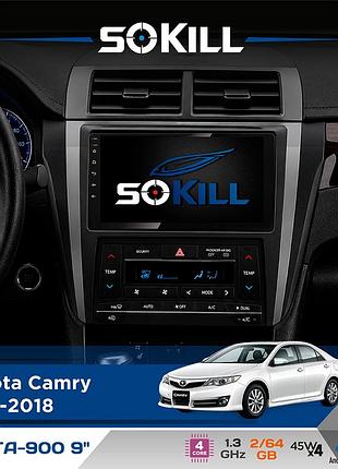 Штатная магнитола для toyota camry 2015-2018 sokill delta-900 9" android 4-ядерный 2+64гб 4x45w беспроводной carplay и androidauto