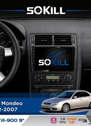 Штатна магнітола для ford mondeo 2002-2007 sokill delta-900 9" android 4-ядерний 2+64гб 4x45w бездротовий carplay та androidauto