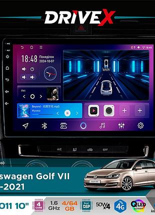 Штатна магнітола для volkswagen golf vii 2012-2021 drivex se-1011 qled 10" android 4-ядерний 4+64гб dsp 4x50w(tda7851) бездротовий