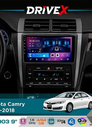 Штатна магнітола для toyota camry 2015-2018 drivex se-903 qled 9" android 8-ядерний 4+64гб sim-картка 3g/4g dsp 4x50w(tda7851)