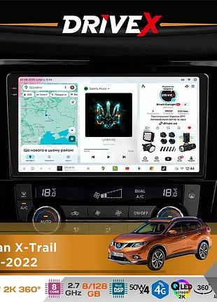 Штатна магнітола для nissan x-trail 2014-2022 drivex s7+ 2k qled 10" android 8-ядерний 2.7ггц 8x128гб sim-картка 3g/4g ak7808 ab