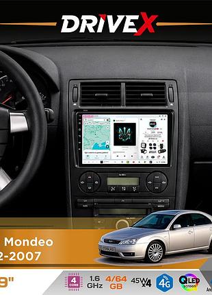 Штатна магнітола для ford mondeo 2002-2007 drivex s3 qled 9" android 8-ядерний 1.6ггц 4x64гб sim-картка 3g/4g 7388 4x45w asp