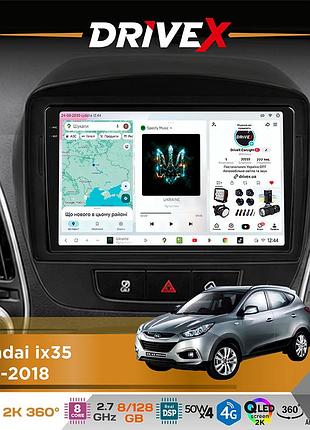 Штатная магнитола для hyundai ix35 2010-2018 drivex s7+ 2k qled 9" android 8-ядерный 2.7ггц 8x128гб sim-карта 3g/4g ak7808 ab