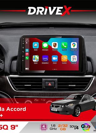 Штатная магнитола для honda accord 2018+ drivex un5 qled 9" android 4-ядерный 2+32гб 4x45w беспроводной carplay и androidauto