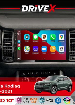Штатна магнітола для skoda kodiaq 2016-2021 drivex un8 qled 10" android 4-ядерний 2x32гб 4x45w бездротовий carplay та androidauto