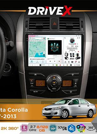 Штатная магнитола для toyota corolla 2007-2013 drivex s7+ 2k qled 9" android 8-ядерный 2.7ггц 8x128гб sim-карта 3g/4g ak7808 ab