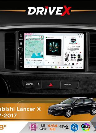 Штатная магнитола для mitsubishi lancer x 2007-2017 drivex s3 qled 8" с физическими кнопками android 8-ядерный 1.6ггц 4x64гб