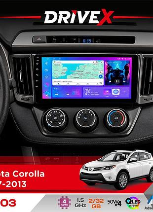Штатная магнитола для toyota corolla 2007-2013 drivex a-903 qled 9" android 4-ядерный 2+32гб 4x50w(tda7851) беспроводной carplay и