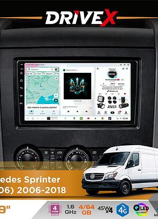 Штатная магнитола для mercedes sprinter (w906) 2006-2018 drivex s3 qled 9" android 8-ядерный 1.6ггц 4x64гб sim-карта 3g/4g 7388