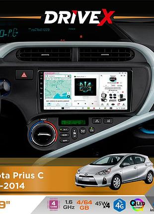Штатная магнитола для toyota prius c 2012-2014 drivex s3 qled 9" android 8-ядерный 1.6ггц 4x64гб sim-карта 3g/4g 7388 4x45w asp