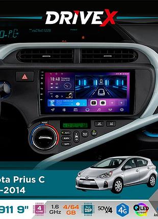 Штатная магнитола для toyota prius c 2012-2014 drivex se-911 4+64гб qled 9" android 4-ядерный 4x50w(tda7851) dsp беспроводной