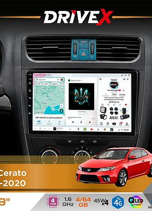 Штатная магнитола для kia cerato 2012-2020 drivex s3 qled 9" android 8-ядерный 1.6ггц 4x64гб sim-карта 3g/4g 7388 4x45w asp tm2313